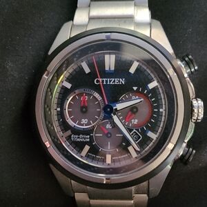 Citizen Titanium Chronograph with Black and Red Accents